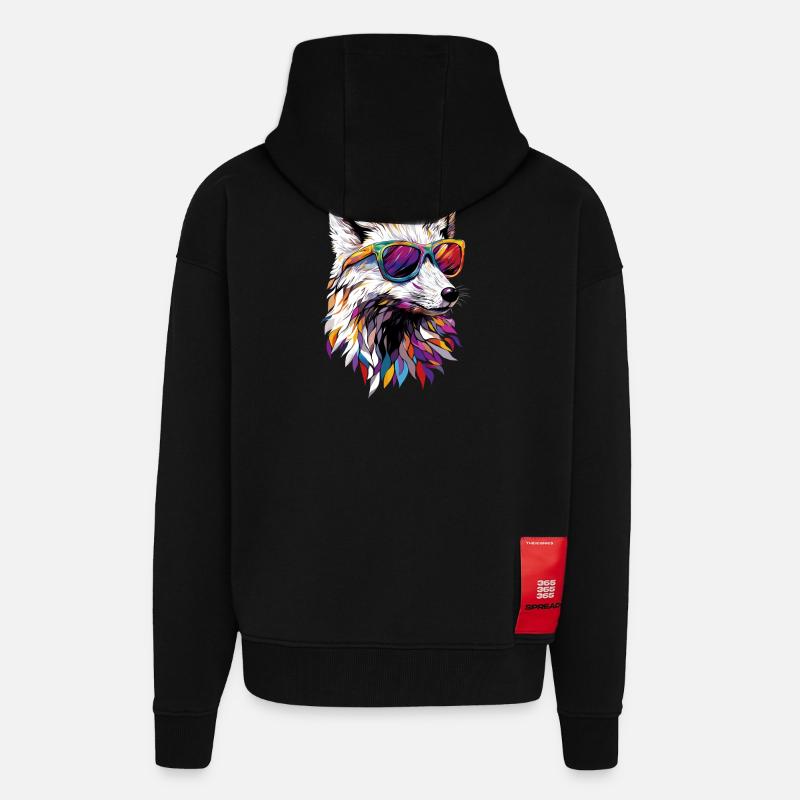 Polarfuchs Schneefuchs Eisfuchs Süßer Weißer Fuchs - Zip Hoodie - made by SPREAD - SOLID BLACK