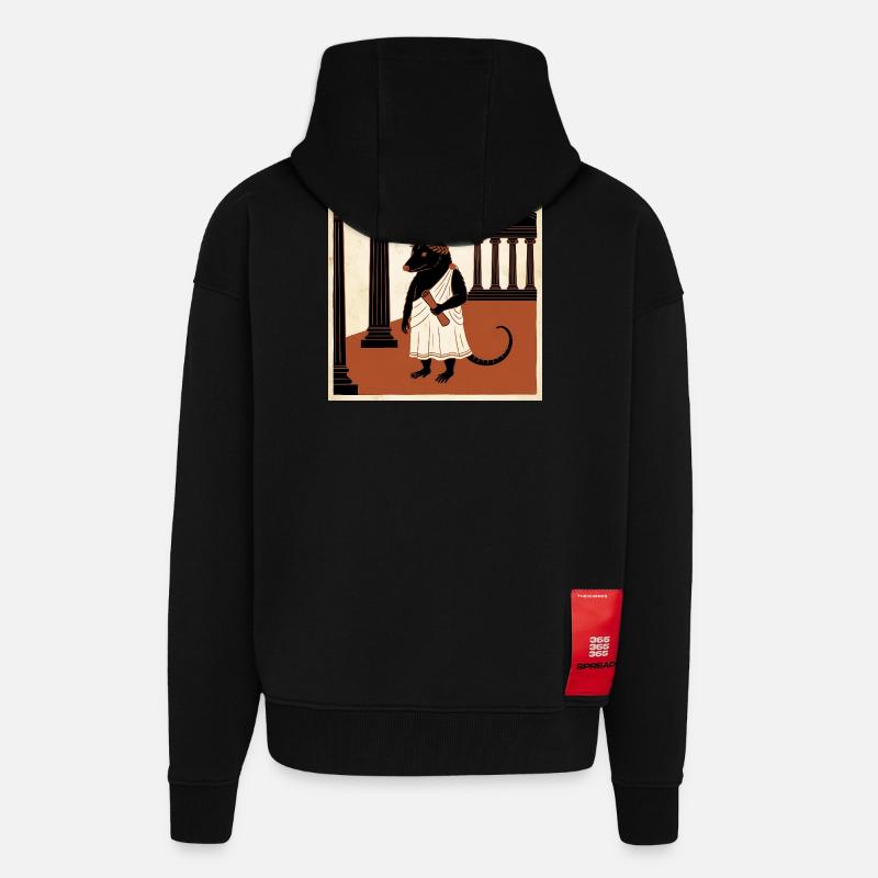 Rat romain dans Toge dans l’Antiquité - Veste à capuche bio épaisse oversize fabriqué en UE - SOLID BLACK
