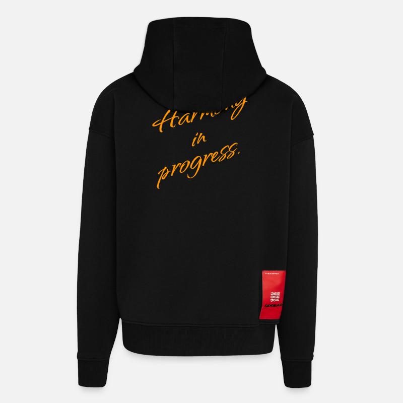 Harmony in Progress – Balance & Mindset - Veste à capuche bio épaisse oversize fabriqué en UE - SOLID BLACK