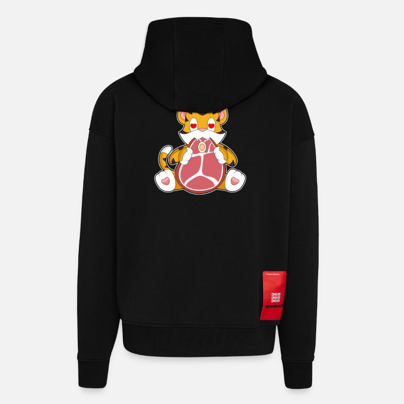 Tiger Fleisch - Zip Hoodie - made by SPREAD - SOLID BLACK