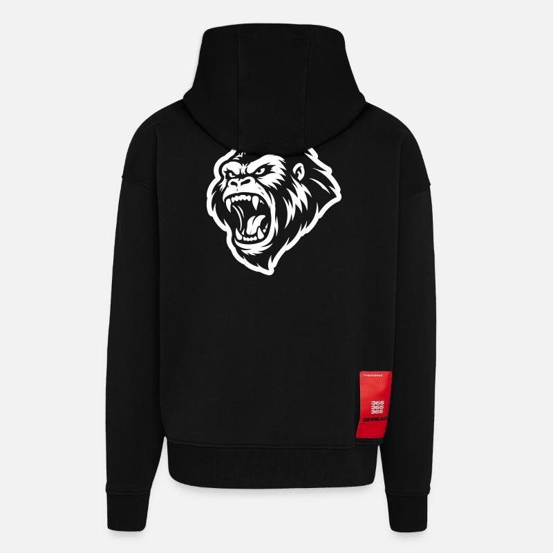 Gorilla Aggressiv - Zip Hoodie - made by SPREAD - SOLID BLACK