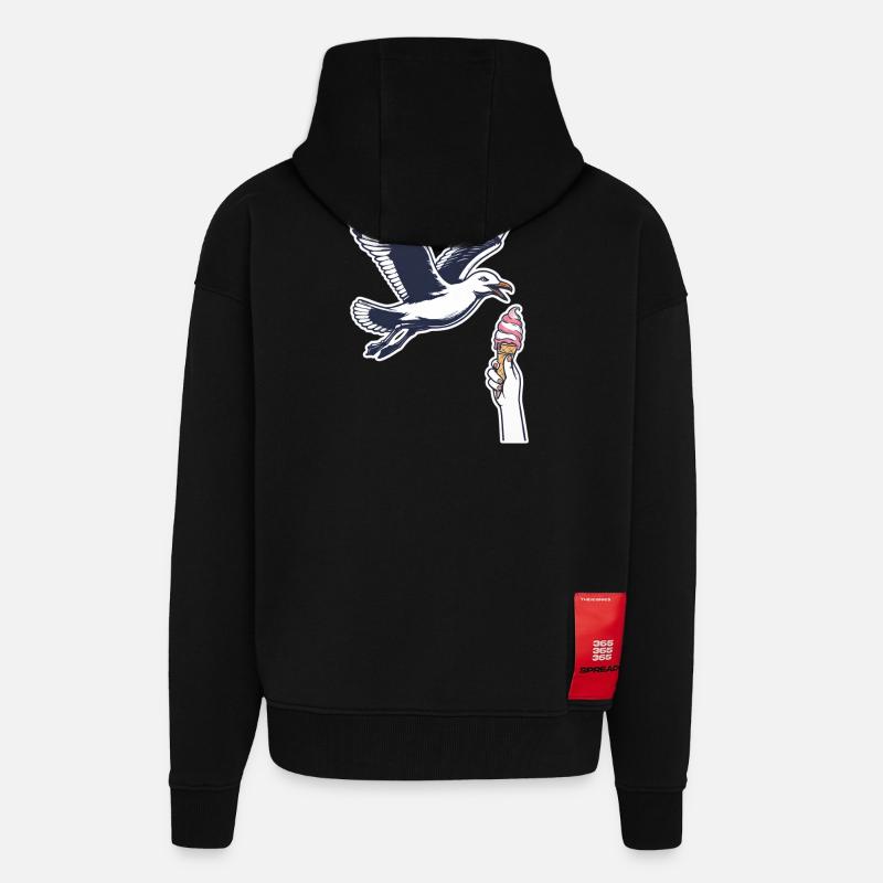 Lustige Möwe Stiehlt Eiscreme - Zip Hoodie - made by SPREAD - SOLID BLACK