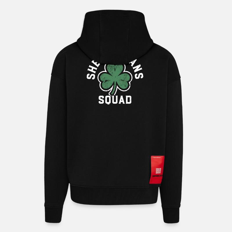 Shenanigans-Team Shamrock Tee - Zip Hoodie - made by SPREAD - SOLID BLACK