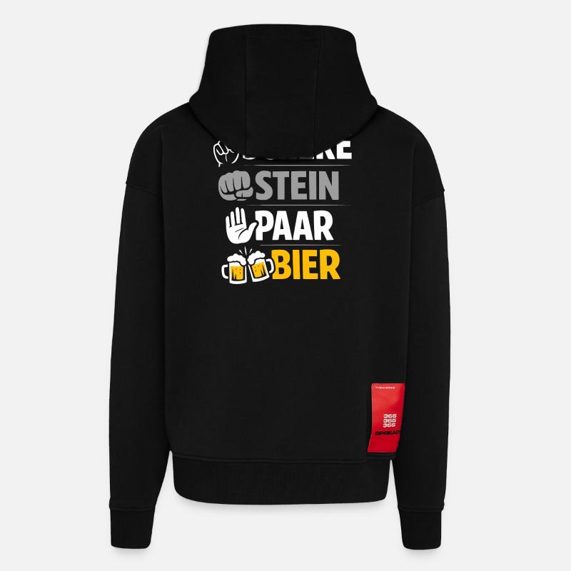 Ciseaux, Pierre de Bière : Amitié & Bière - Veste à capuche bio épaisse oversize fabriqué en UE - SOLID BLACK