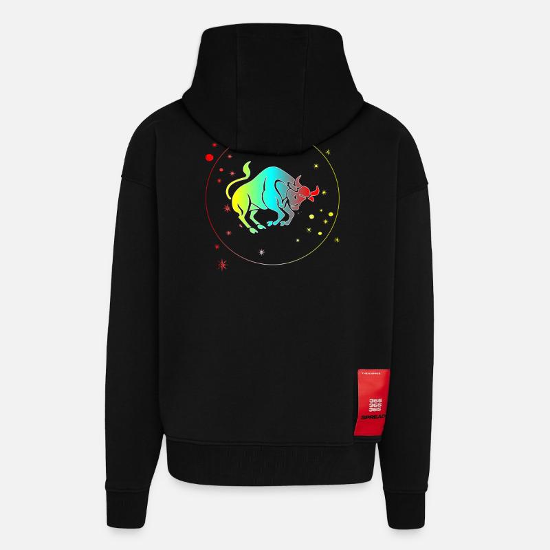 Stier-Astrologie-Horoskop-Sternzeichen - Zip Hoodie - made by SPREAD - SOLID BLACK