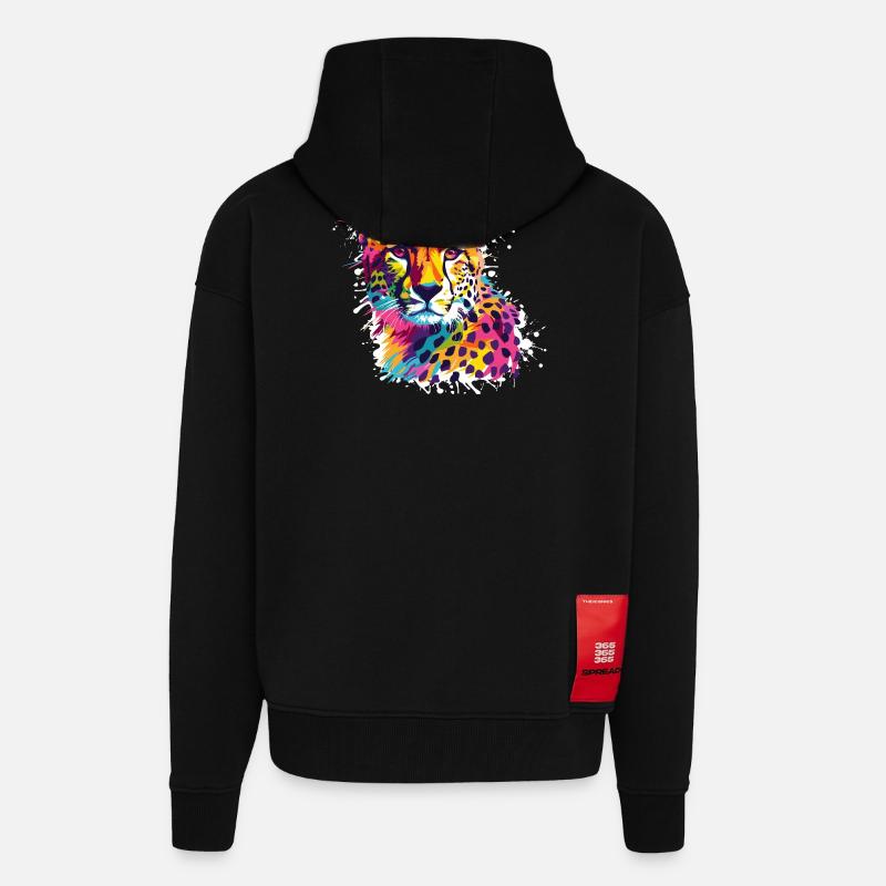 Gepard Leopard Graffiti - Zip Hoodie - made by SPREAD - SOLID BLACK