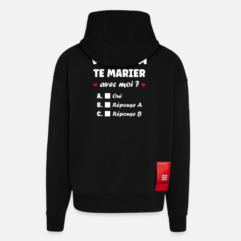 Proposition Mariage Interactif - Veste à capuche bio épaisse oversize fabriqué en UE - SOLID BLACK