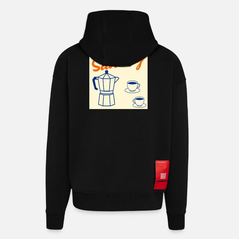 Couple du café du dimanche - Veste à capuche bio épaisse oversize fabriqué en UE - SOLID BLACK