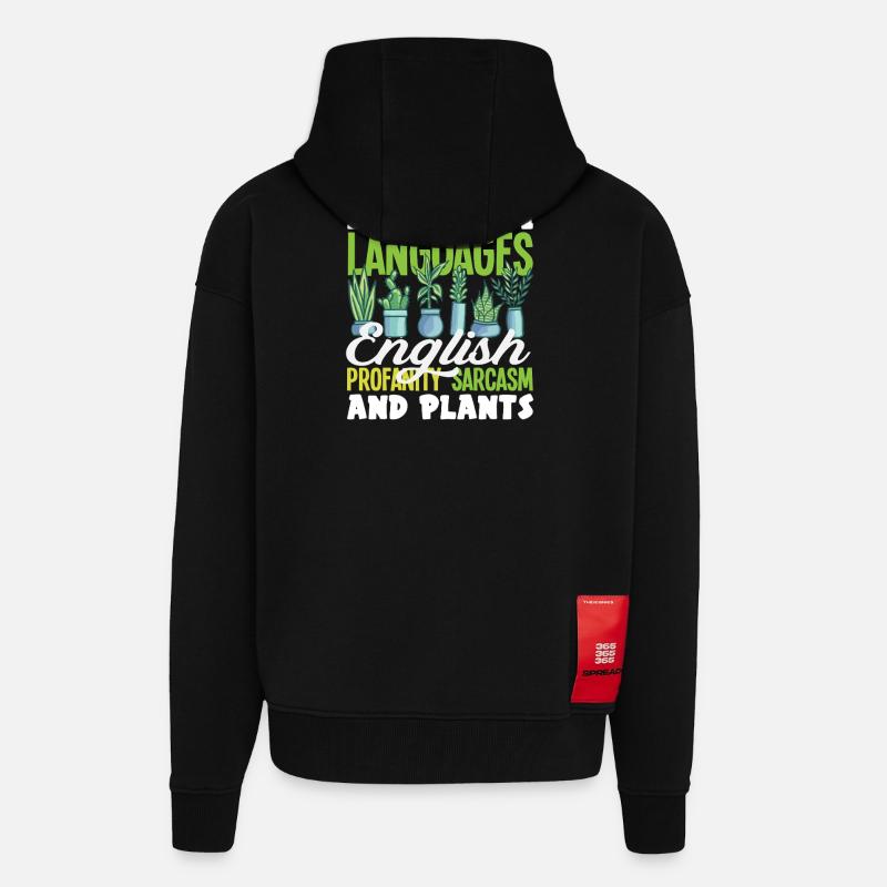 Sprich 4 Sprachen Englisch Sarkasmus - Zip Hoodie - made by SPREAD - SOLID BLACK