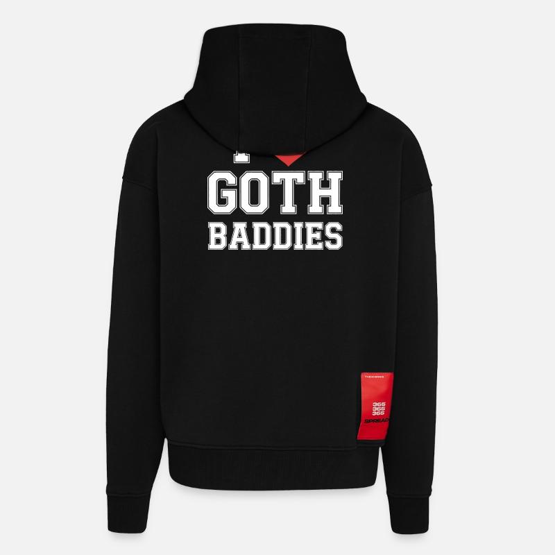 J’aime les méchants gothiques - Veste à capuche bio épaisse oversize fabriqué en UE - SOLID BLACK