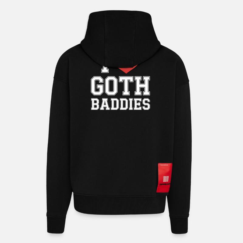 J’adore les méchants gothiques - Veste à capuche bio épaisse oversize fabriqué en UE - SOLID BLACK