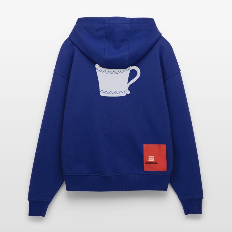 Steaming Mug with Blue Wave Trim Zip Hoodie - made by SPREAD