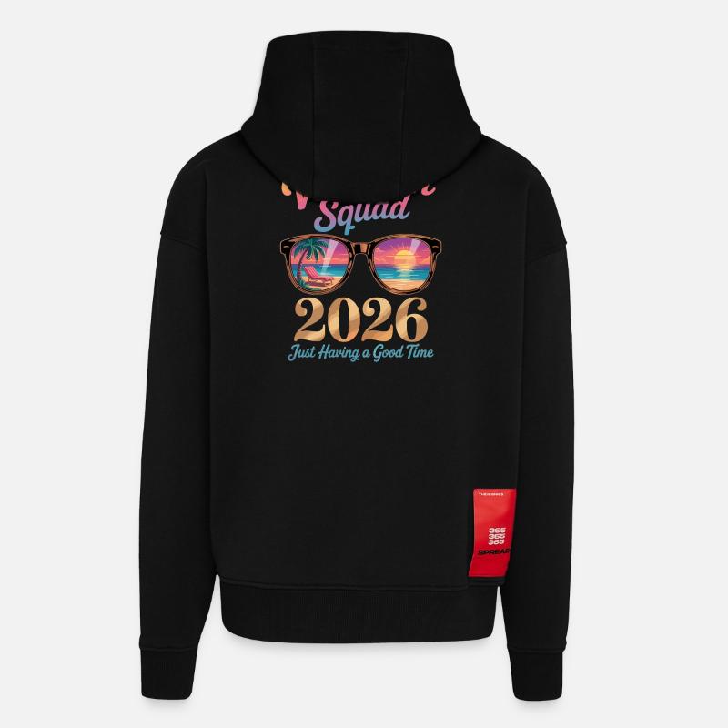 Devis de voyage de groupe 2026 - Veste à capuche bio épaisse oversize fabriqué en UE - SOLID BLACK