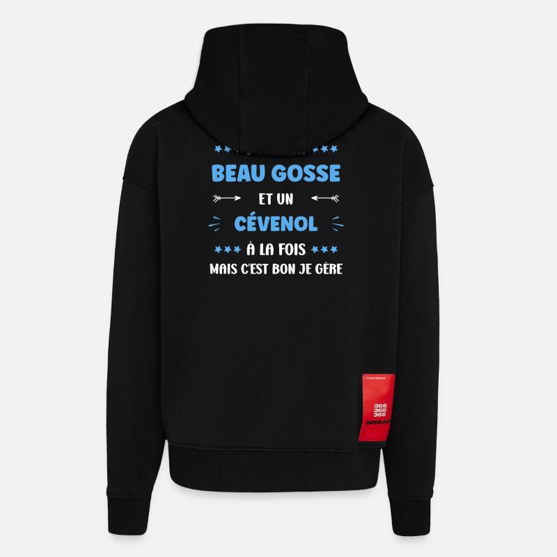 Beau gosse cévenol à la fois - Veste à capuche bio épaisse oversize fabriqué en UE - SOLID BLACK