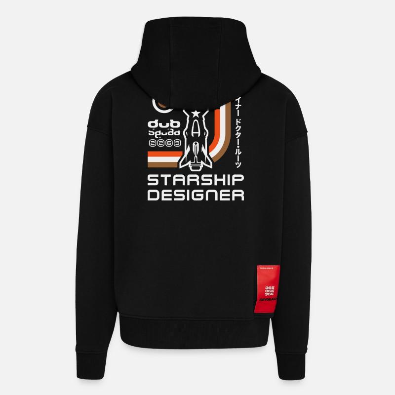 Designer des Retro-Raketenraumschiffs - Zip Hoodie - made by SPREAD - SOLID BLACK