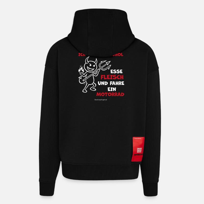 Devilish Drinker Motorcycle - Zip Hoodie - made by SPREAD - SOLID BLACK