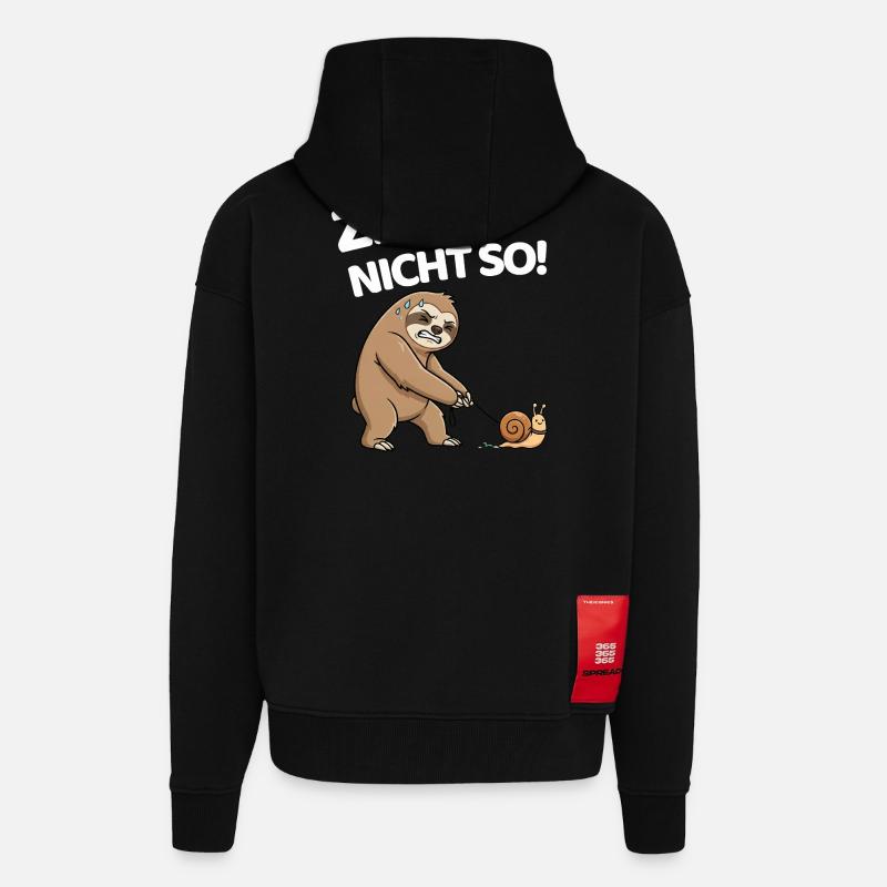 Don't pull so sloth with snail - Zip Hoodie - made by SPREAD - SOLID BLACK
