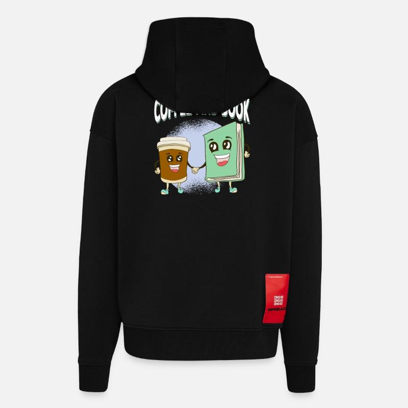 Kaffee trifft Buchfreundschaft - Zip Hoodie - made by SPREAD - SOLID BLACK