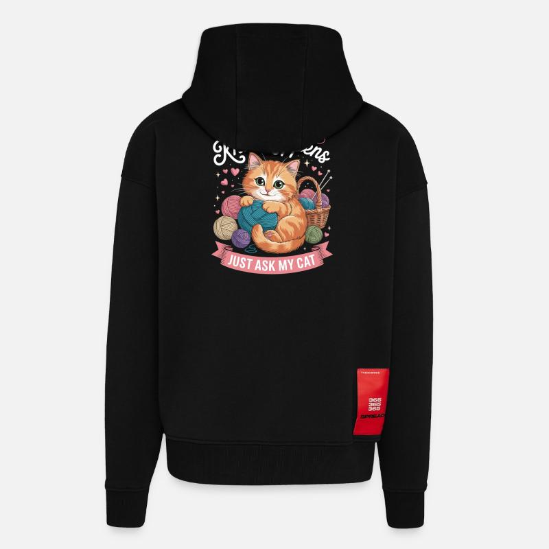 Kätzchen Strickzauber Garnliebe - Zip Hoodie - made by SPREAD - SOLID BLACK