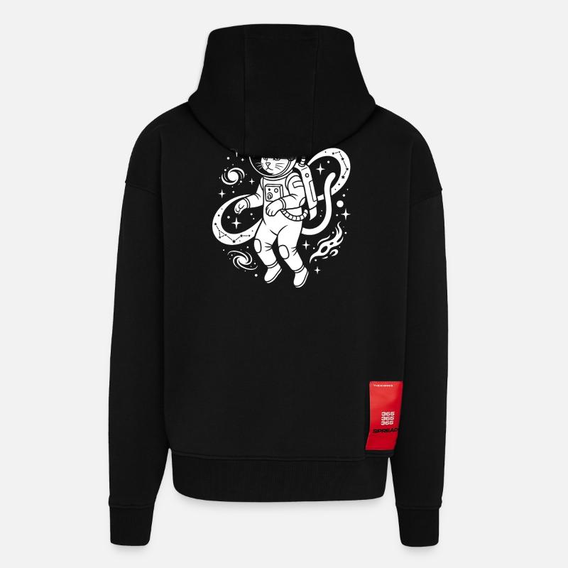 Kitty exploratrice spatiale - Veste à capuche bio épaisse oversize fabriqué en UE - SOLID BLACK