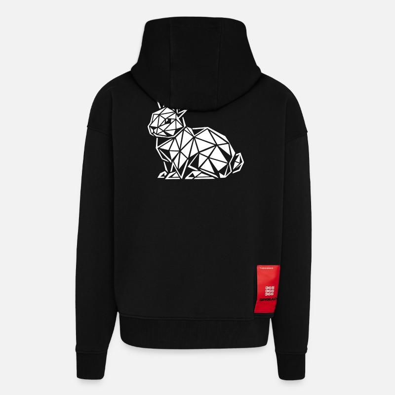 Geometric Rabbit Magic Easter Bunny - Zip Hoodie - made by SPREAD - SOLID BLACK