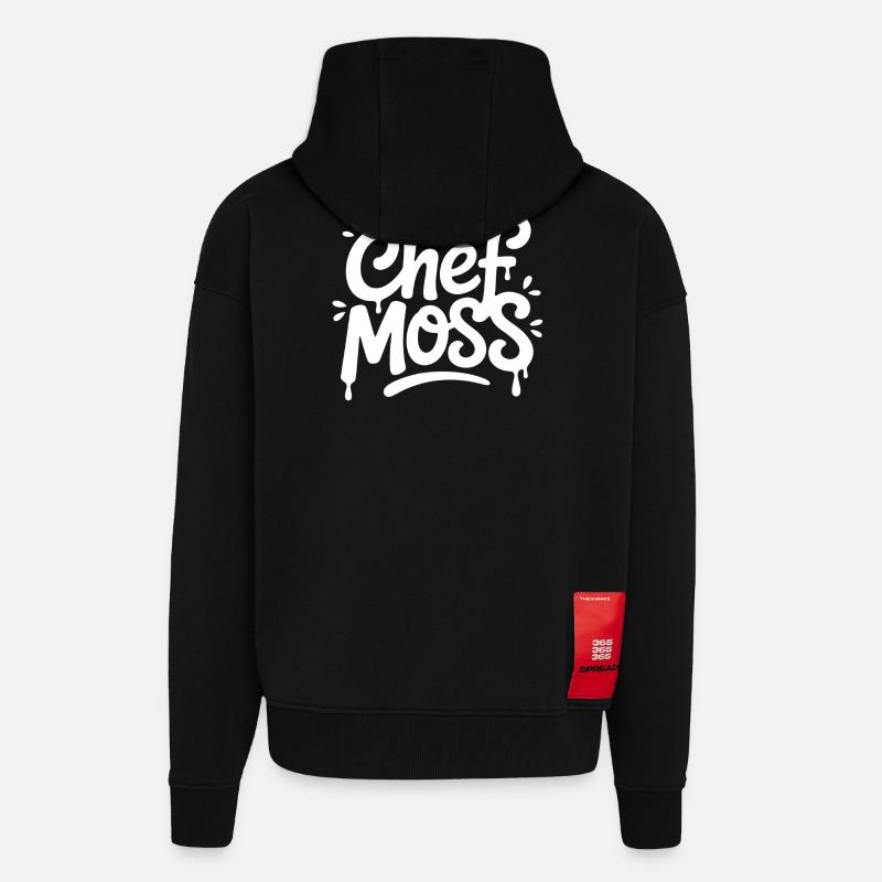 Chef Moss Graffiti - Veste à capuche bio épaisse oversize fabriqué en UE - SOLID BLACK