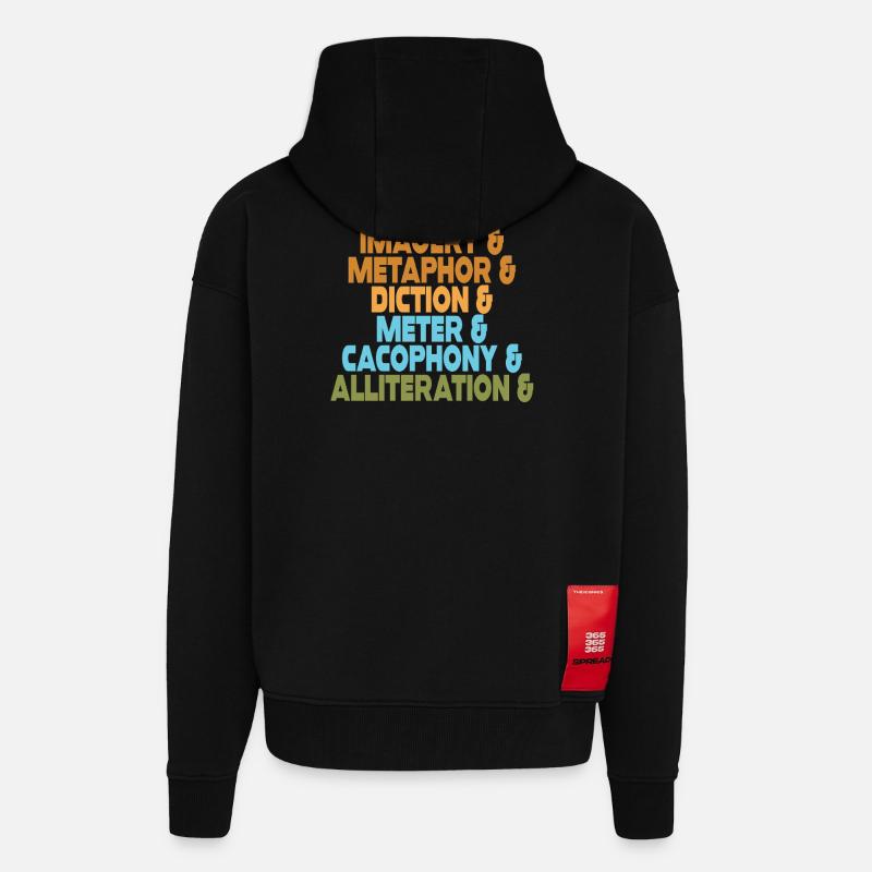 Literarische Mittel Typografie-Stack - Zip Hoodie - made by SPREAD - SOLID BLACK