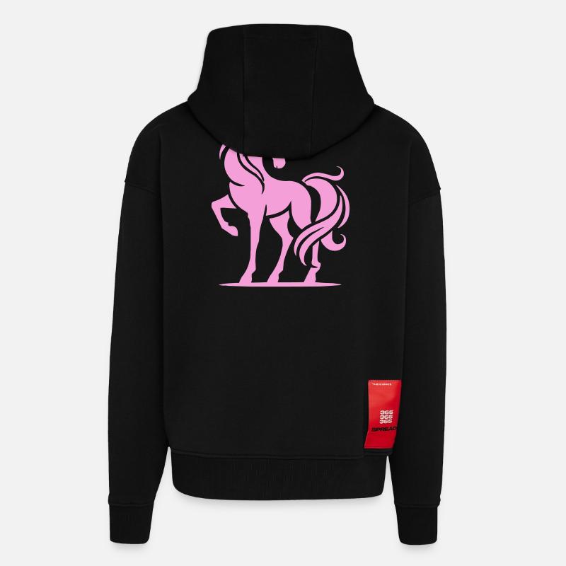 Rosa Einhorn-Silhouette - Zip Hoodie - made by SPREAD - SOLID BLACK