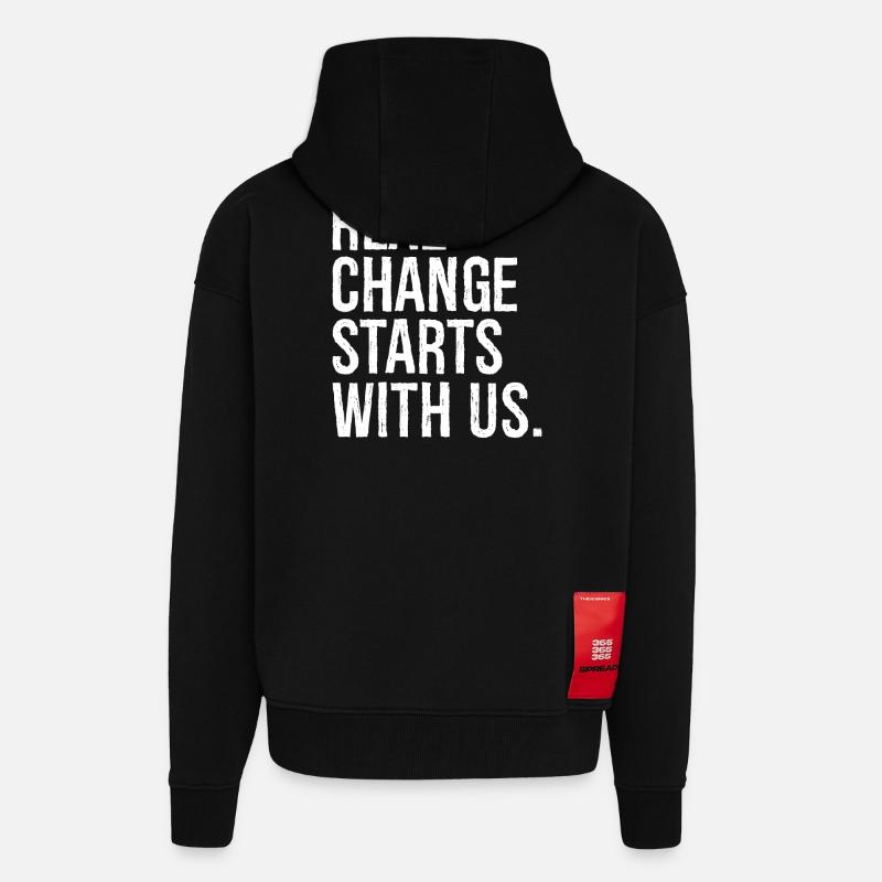 Echte Veränderung beginnt bei uns - Zip Hoodie - made by SPREAD - SOLID BLACK