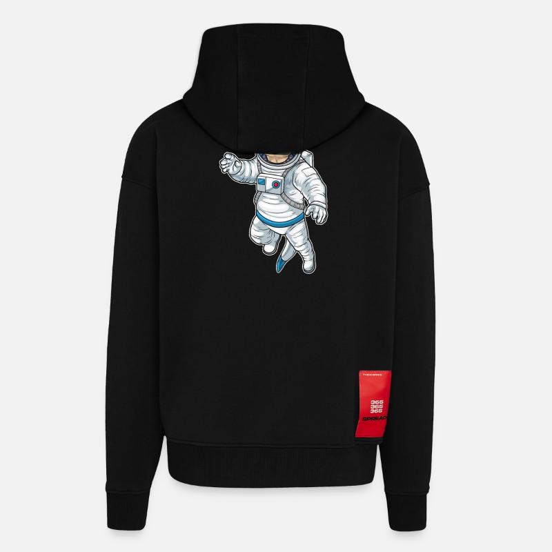 Astronaute spatial de Suricate - Veste à capuche bio épaisse oversize fabriqué en UE - SOLID BLACK