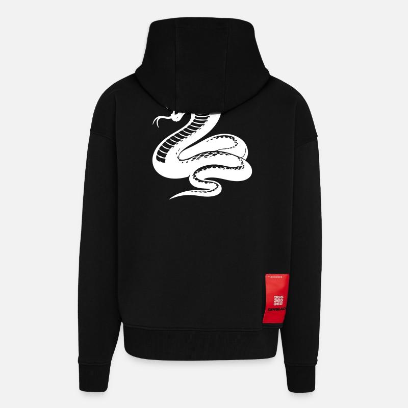 Snake Python Silhouette - Zip Hoodie - made by SPREAD - SOLID BLACK