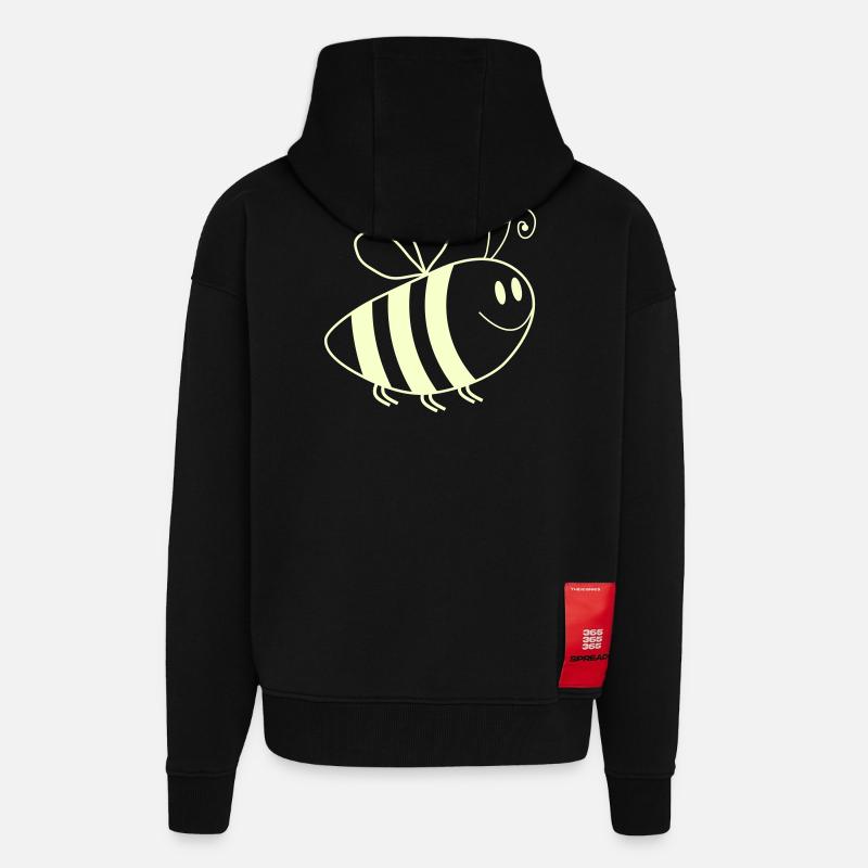 Smiling Bees Pattern - Zip Hoodie - made by SPREAD - SOLID BLACK