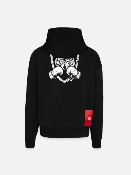 Wolf Boxing MMA - Zip Hoodie - made by SPREAD - SOLID BLACK