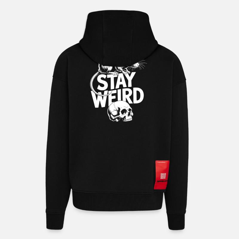 Reste têtue, rat et crâne - Veste à capuche bio épaisse oversize fabriqué en UE - SOLID BLACK