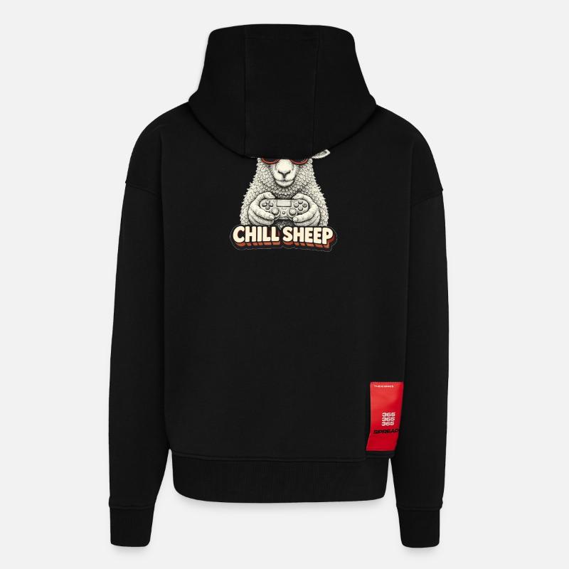 Chill Sheep mit Controller - Zip Hoodie - made by SPREAD - SOLID BLACK