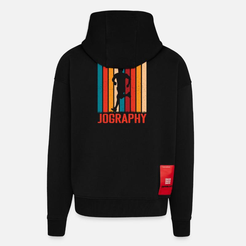 Running Run Studying Jography Marathon Runner - Zip Hoodie - made by SPREAD - SOLID BLACK