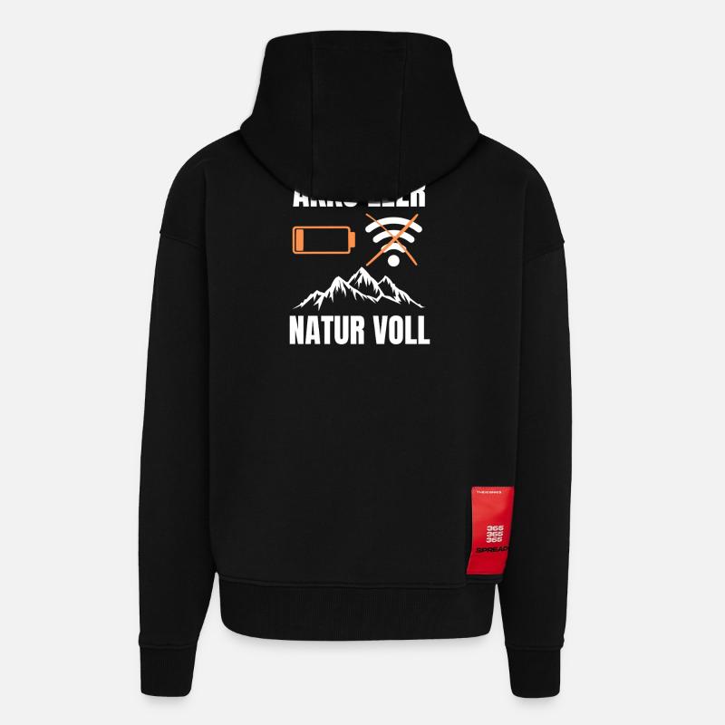Battery empty nature full - Zip Hoodie - made by SPREAD - SOLID BLACK