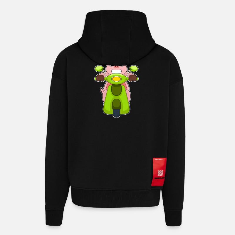 Grisescooter - Heavyweight Oversized Organic hettejakke produsert i EU - SOLID BLACK