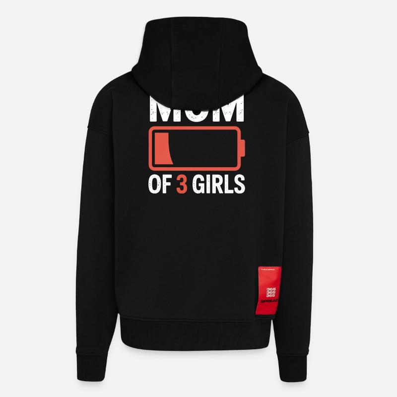 Mutter von 3 Mädchen Batterie-Ikon-Tee - Zip Hoodie - made by SPREAD - SOLID BLACK