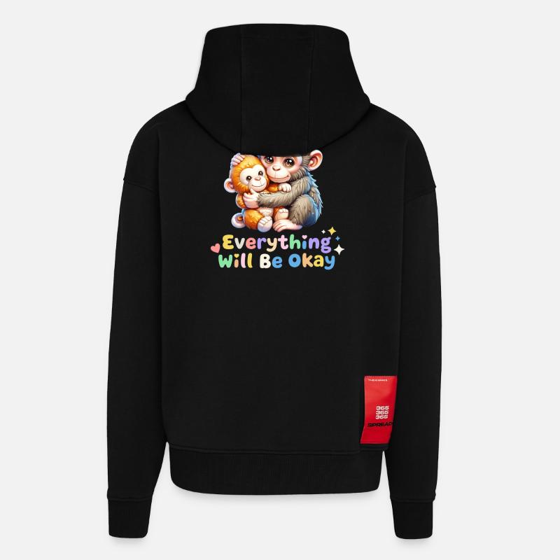 Alles wird gut, Affen-Duo - Zip Hoodie - made by SPREAD - SOLID BLACK