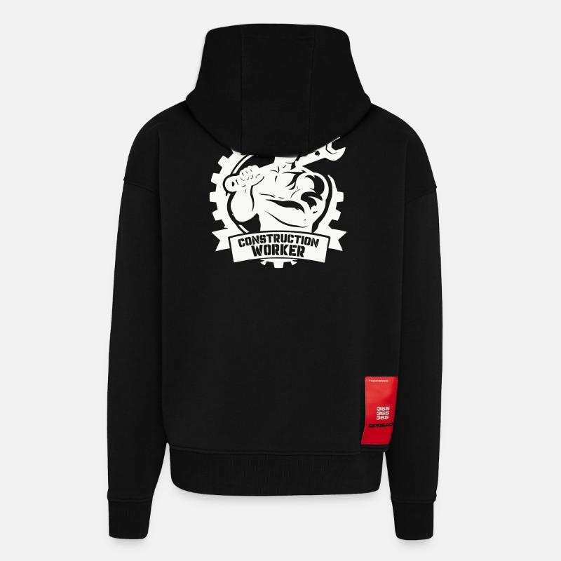 Starker Bauarbeiter mit Zahnrädern - Zip Hoodie - made by SPREAD - SOLID BLACK