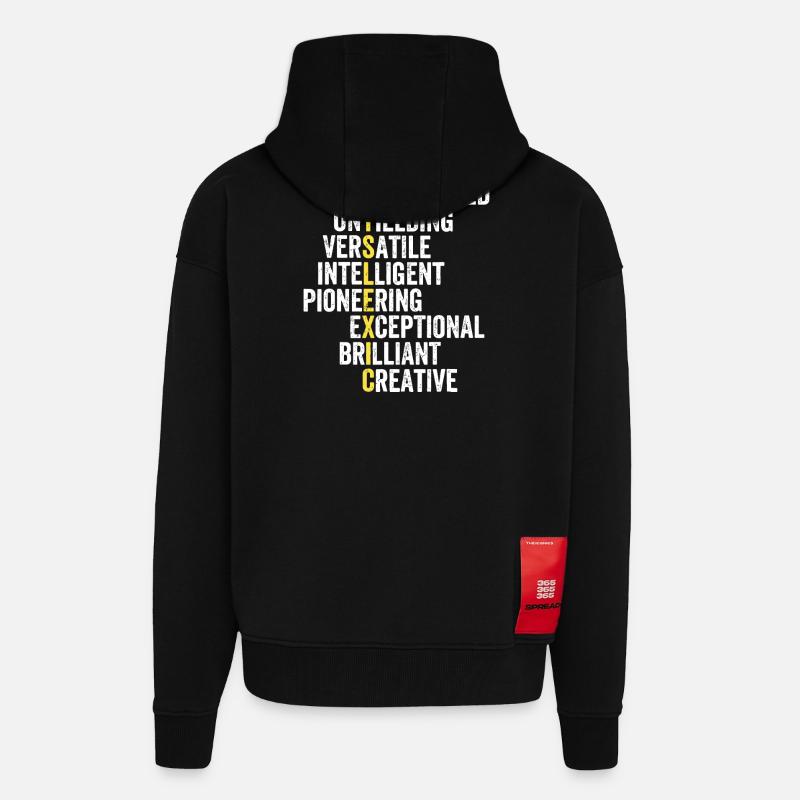 Yellow Accent Adjective Stack - Zip Hoodie - made by SPREAD - SOLID BLACK