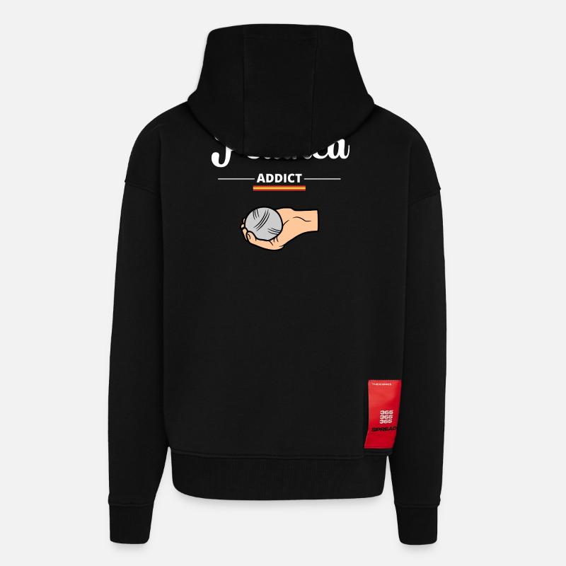 Accro à la pétanque Espagne - Veste à capuche bio épaisse oversize fabriqué en UE - SOLID BLACK