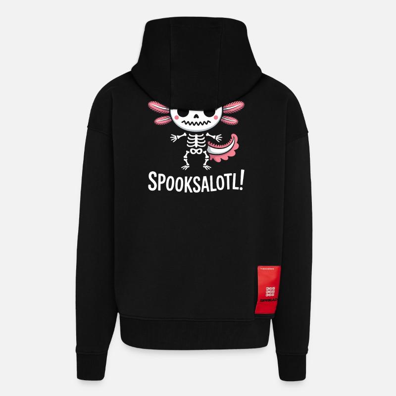 Conception du squelette de Spooksalot - Veste à capuche bio épaisse oversize fabriqué en UE - SOLID BLACK