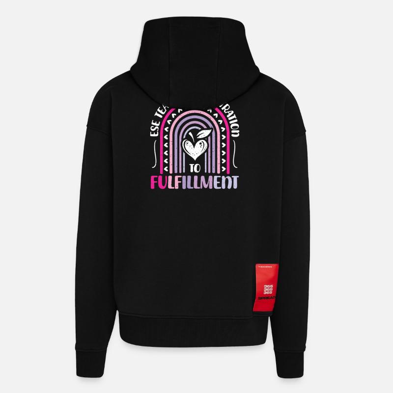 Cadeaux pour les enseignants ESE - Veste à capuche bio épaisse oversize fabriqué en UE - SOLID BLACK