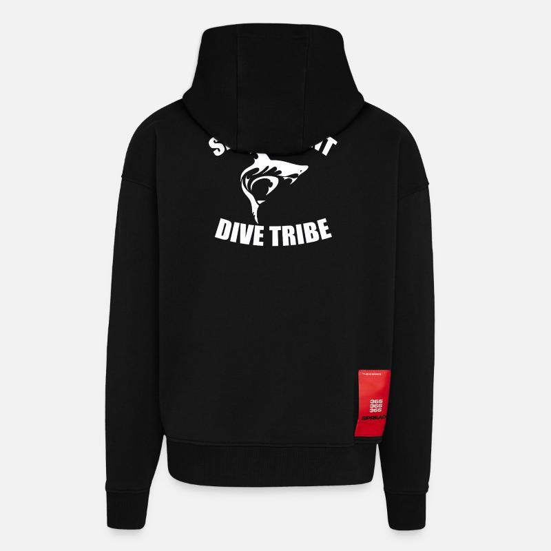 SHARK POINT DIVE TRIBE - Veste à capuche bio épaisse oversize fabriqué en UE - SOLID BLACK