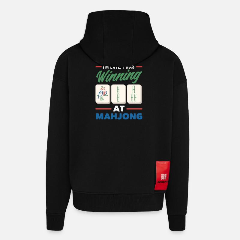 C’est l’heure du Mahjong - Veste à capuche bio épaisse oversize fabriqué en UE - SOLID BLACK