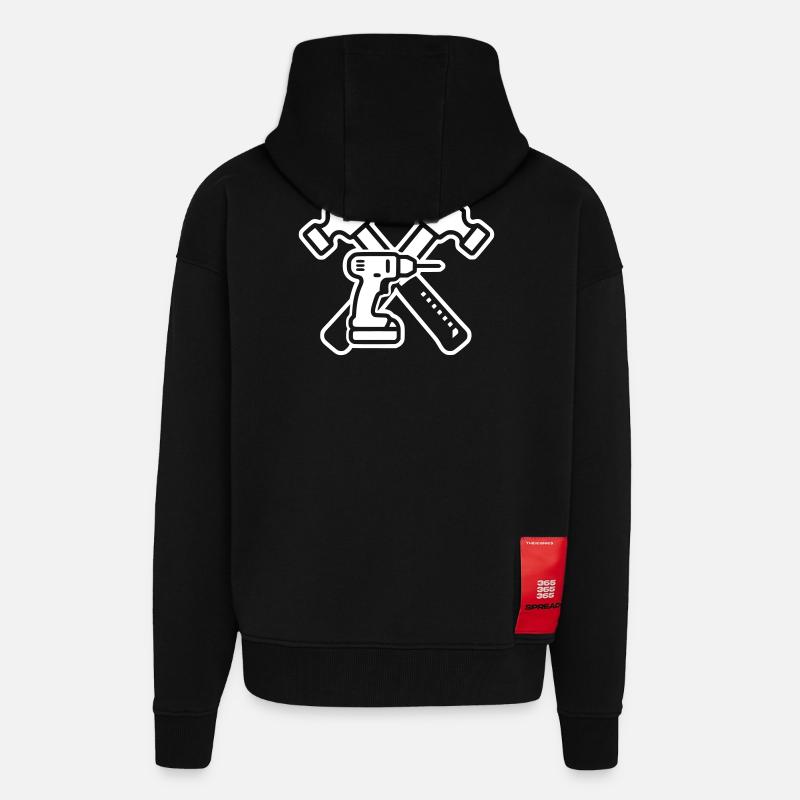 Craftsman Drill Hammers Logo - Zip Hoodie - made by SPREAD - SOLID BLACK