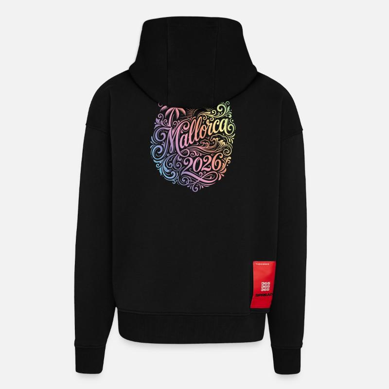 Mallorca 2026 Bunt Palme - Zip Hoodie - made by SPREAD - SOLID BLACK