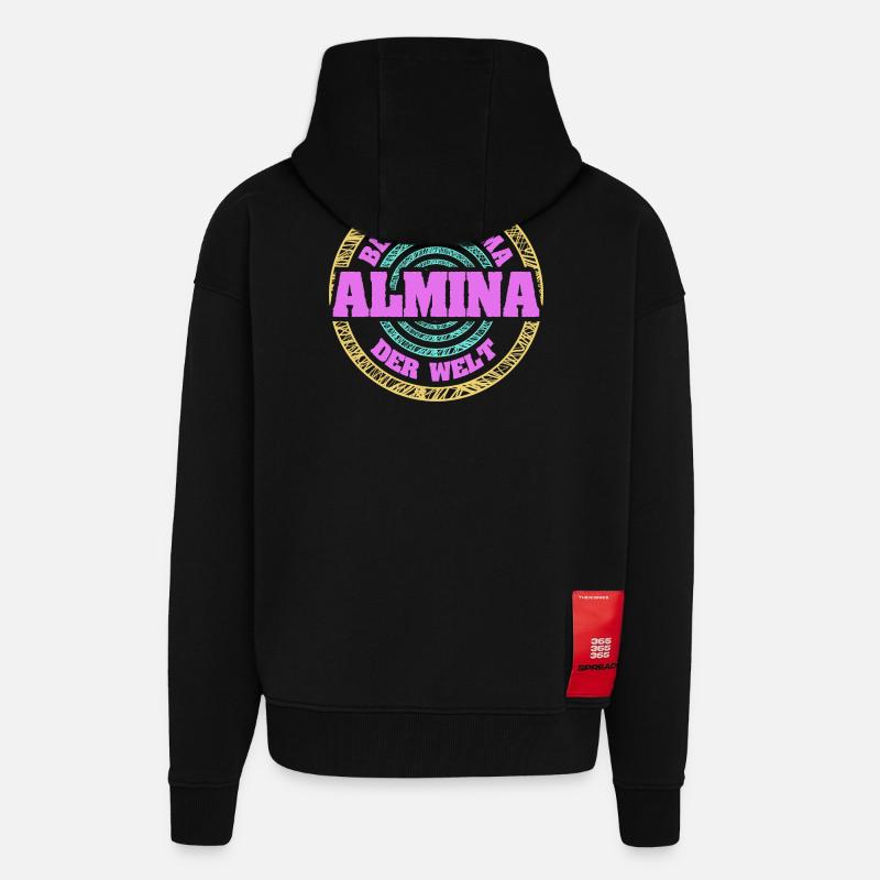 Meilleure maman du monde Allmina - Veste à capuche bio épaisse oversize fabriqué en UE - SOLID BLACK